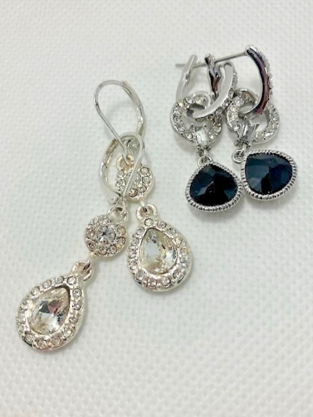 Napier And Monet Vintage Earring Set Teardrop Sparkle Dangle Glam Formal